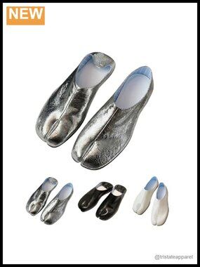 Genuine Leather Tabi Split Toe Mules Soft Sole Low Heel Non-Slip Women's Shoes
